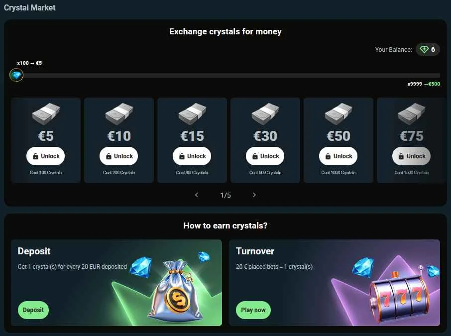 Sezione Bonus Shop di Royalsea Casino con promozioni attive, cashback e giri gratuiti riscattabili