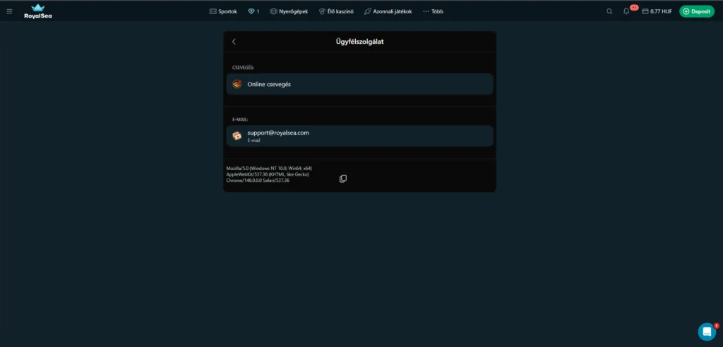 Schermata di selezione dei quattro bonus di benvenuto su Royalsea Casino: Casino 150%, Crypto 200%, Elite 110% e Sport 100%